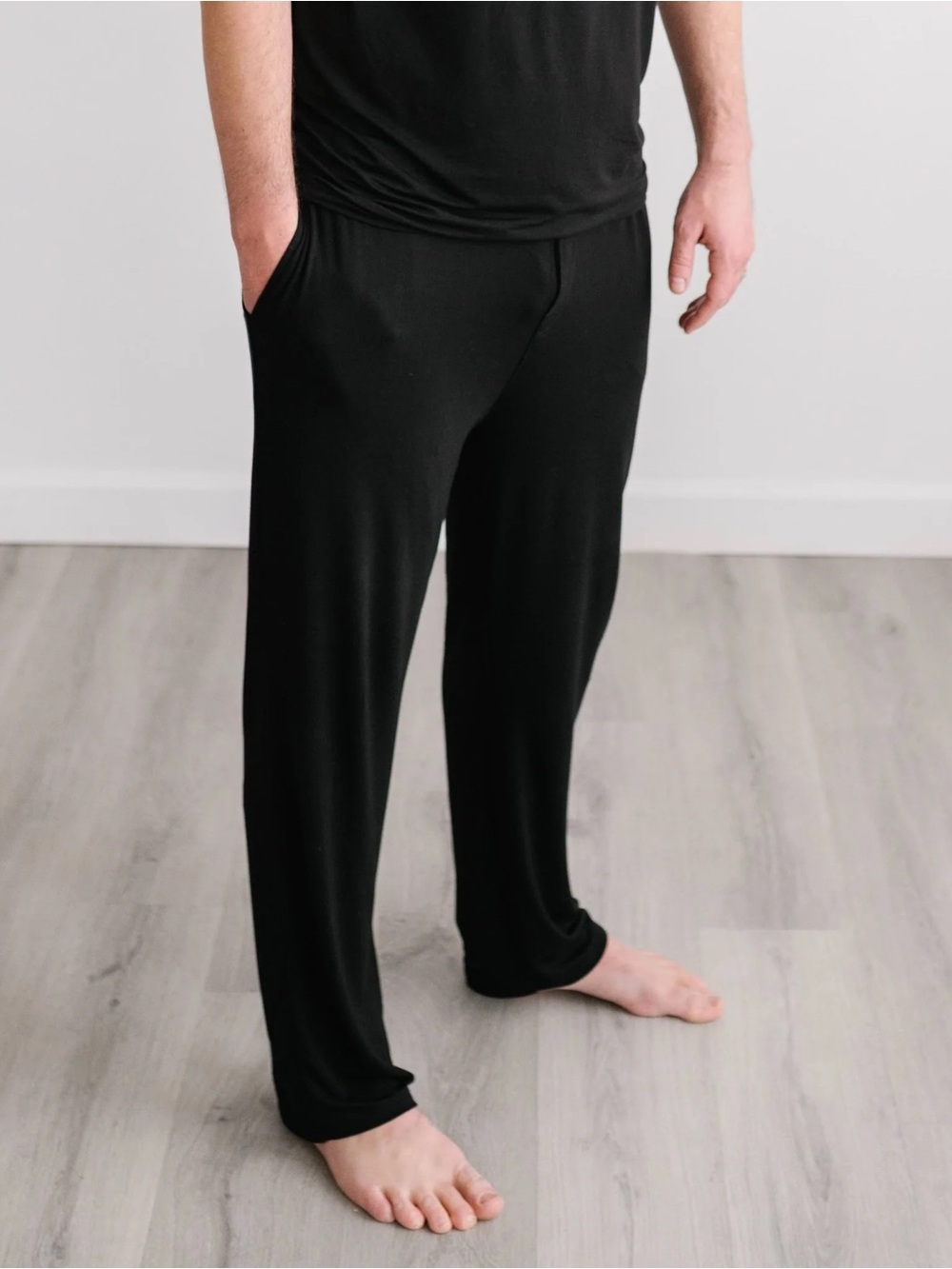 Little Sleepies Men’s Bamboo Pajama Pants Black Drawstring Small Lounge Pockets